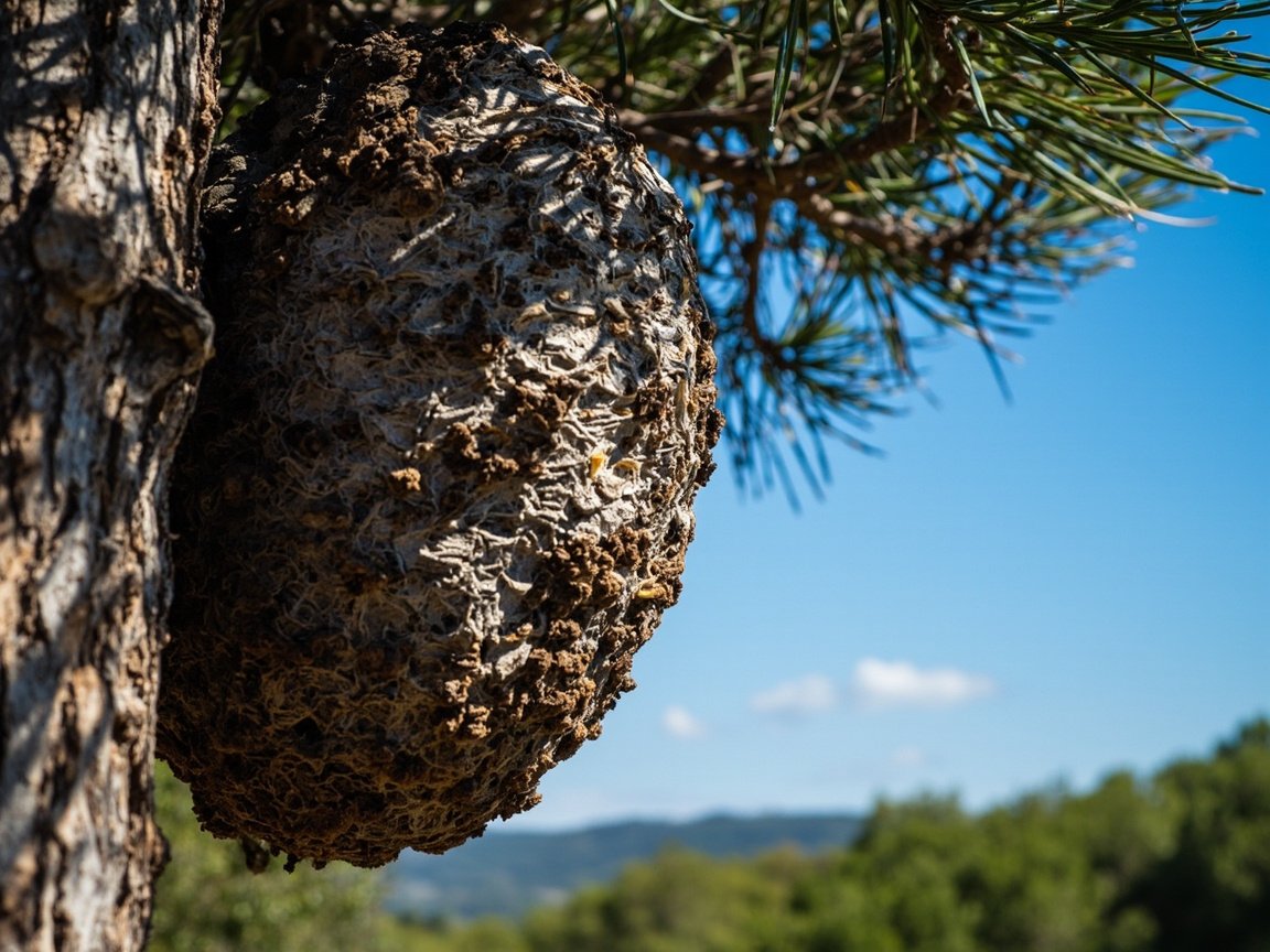 Nid de frelon dans un pin en Luberon — été